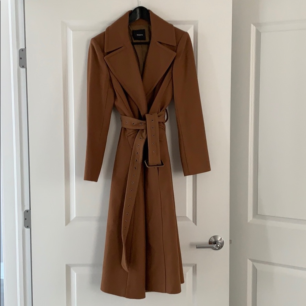 Theory Camel Belted Coat
